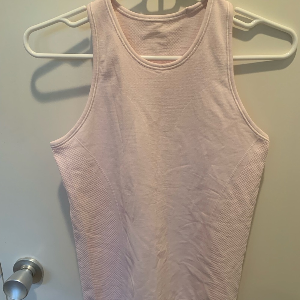 lululemon high neck light pink tank top